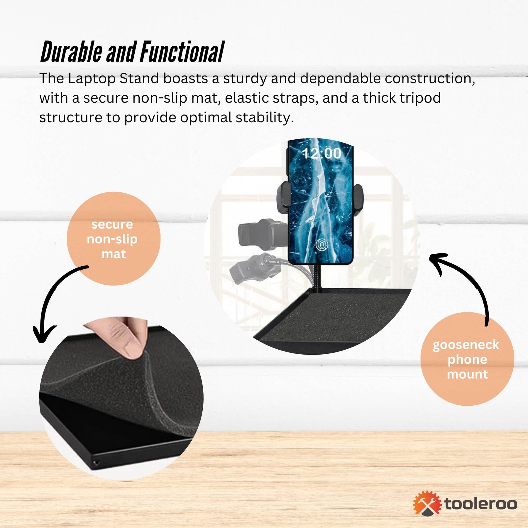 Premium Adjustable Laptop Projector Tripod Stand with Phone Mount