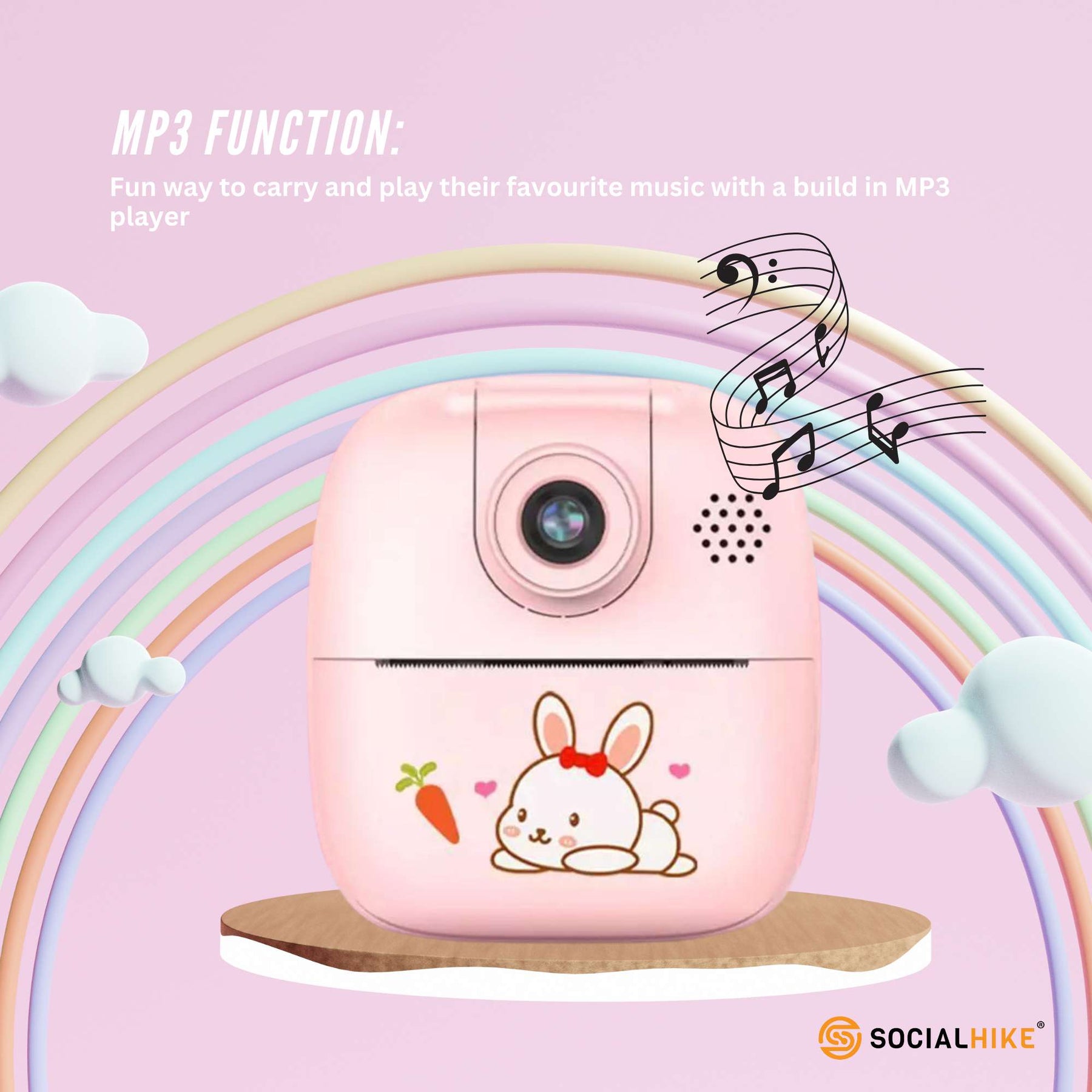 Premium Pink Kids Instant Print Camera with Video MP3 and Games