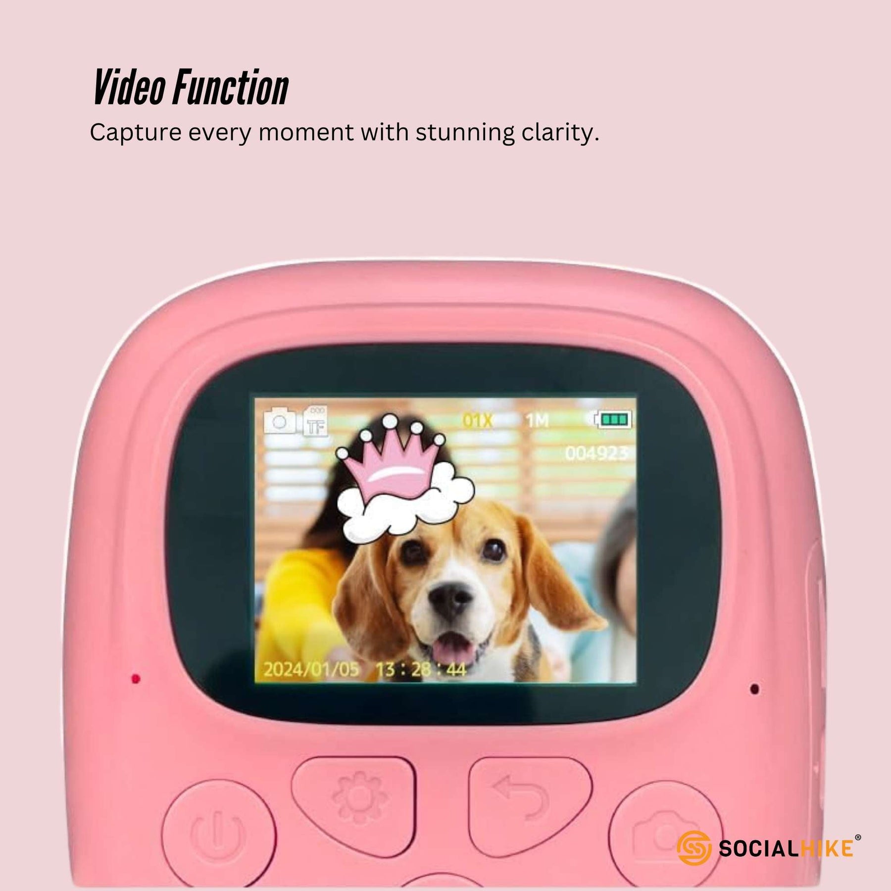 Premium Pink Kids Instant Print Camera with Video MP3 and Games