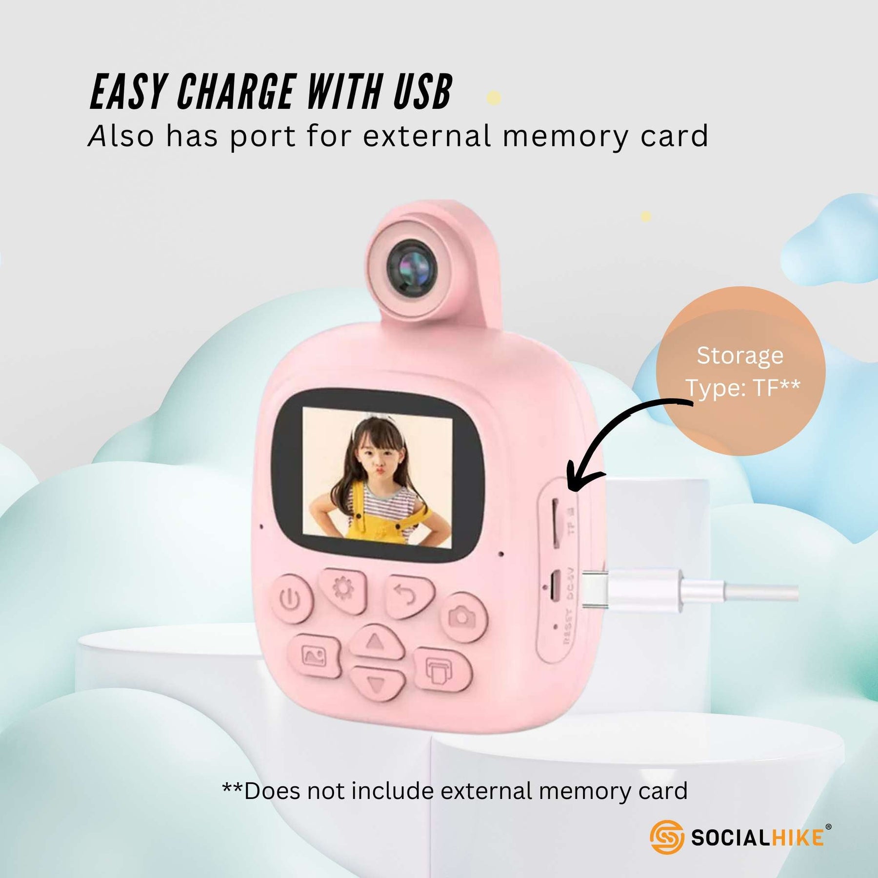 Premium Pink Kids Instant Print Camera with Video MP3 and Games