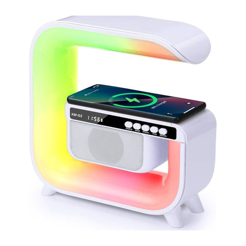 Premium Bluetooth Speaker with 15W Wireless Charger LED Lamp and Alarm Clock