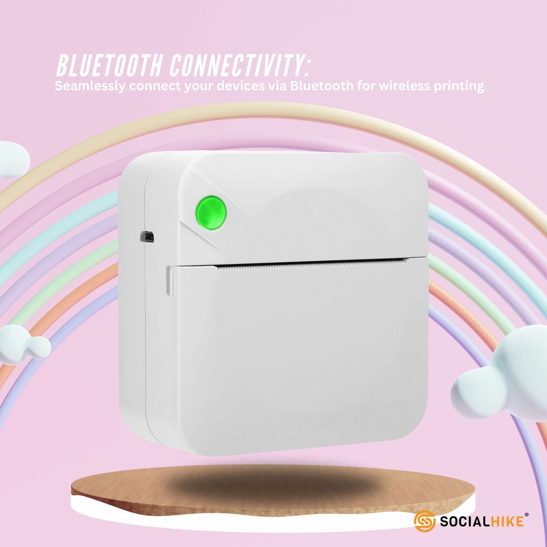 Social Hike Portable Mini Thermal Printer - White