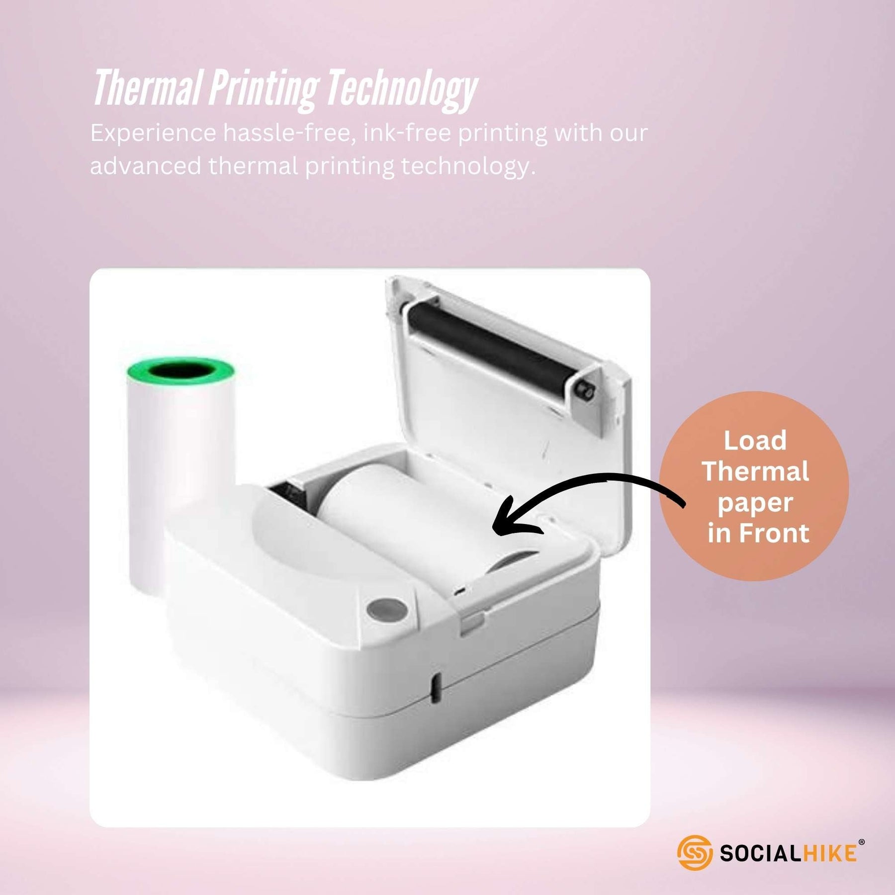 Social Hike Portable Mini Thermal Printer - White