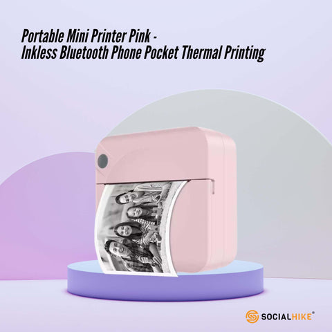 Social Hike Pink Portable Mini Thermal Printer