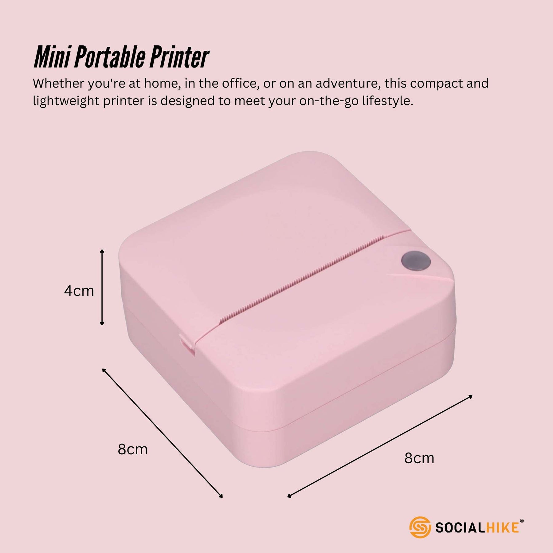 Social Hike Pink Portable Mini Thermal Printer