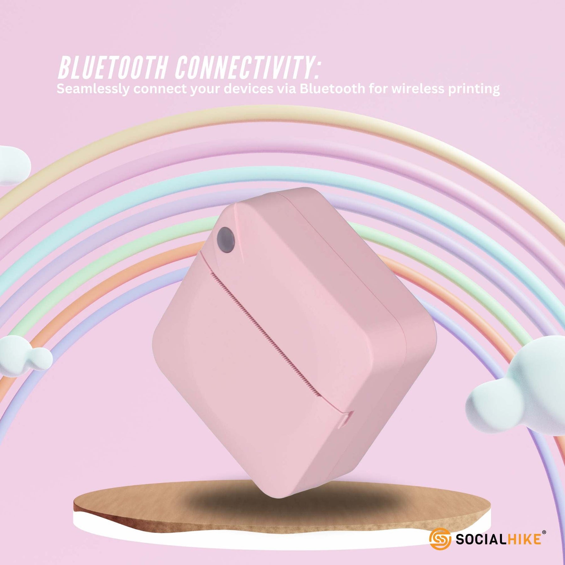 Social Hike Pink Portable Mini Thermal Printer
