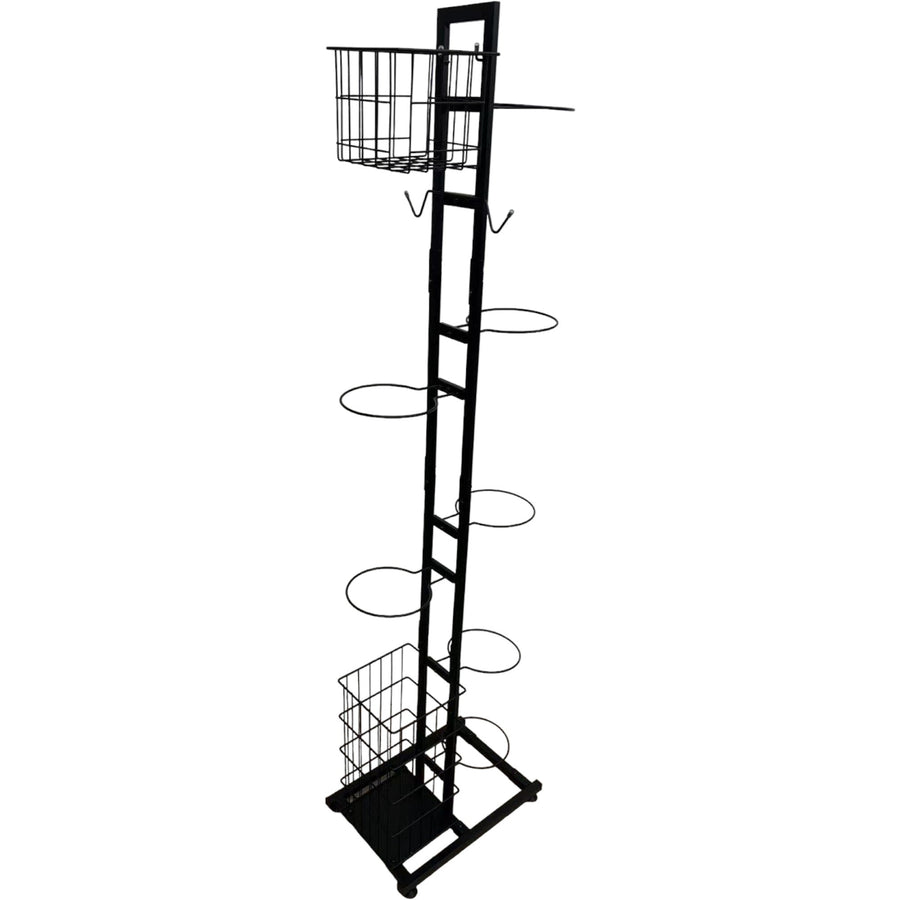 Premium 7-Tier Sports Equipment Storage Rack with Ball Holders - Black