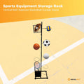 Premium 7-Tier Sports Equipment Storage Rack with Ball Holders - Black