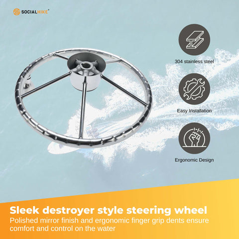 304 Stainless Steel 13.5" Boat Steering Wheel with Knob for 3/4" Shaft - SuperSaverAU - view 2
