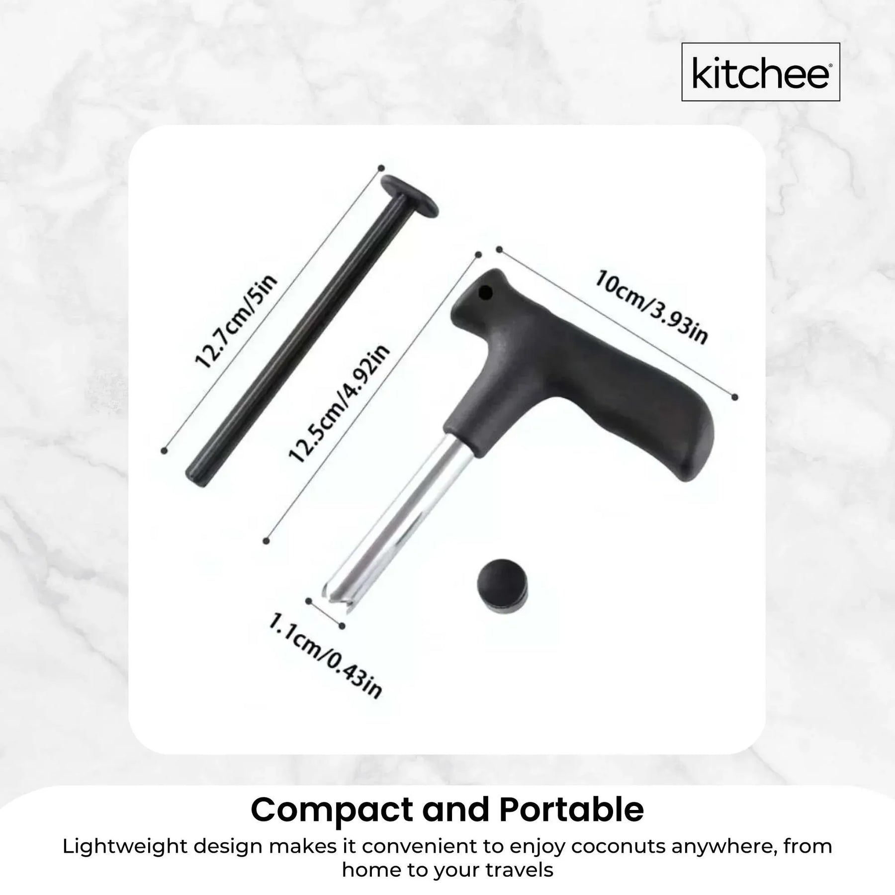Kitchee Coconut Opener Tool - Stainless Steel, Compact 13cm x 9.5cm x 12.5cm