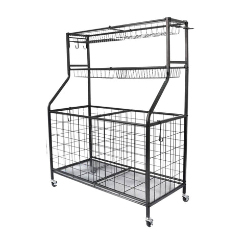 Social Hike Sports Equipment Organiser Trolley on Wheels - 93x42x117cm, Black - SuperSaverAU - view 1