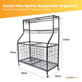 Social Hike Sports Equipment Organiser Trolley on Wheels - 93x42x117cm, Black - SuperSaverAU - view 3