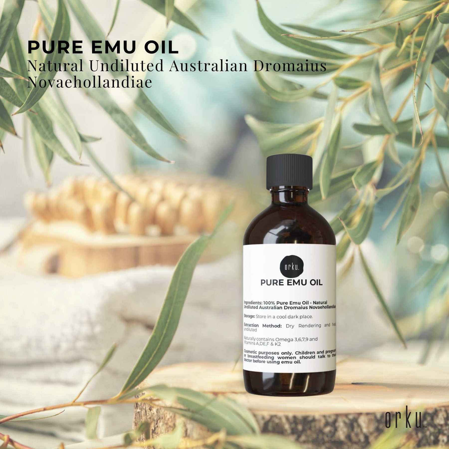 Orku 100ml Pure Emu Oil - Natural Undiluted Australian Dromaius Novaehollandiae - SuperSaverAU - view 2