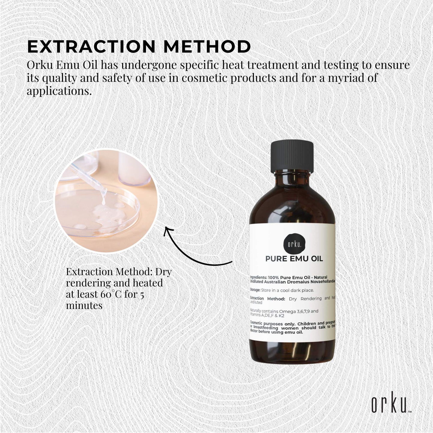 Orku 100ml Pure Emu Oil - Natural Undiluted Australian Dromaius Novaehollandiae