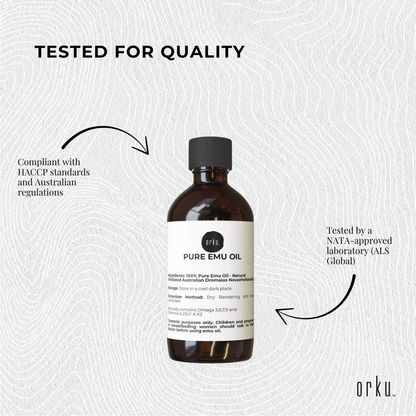 Orku 100ml Pure Emu Oil - Natural Undiluted Australian Dromaius Novaehollandiae