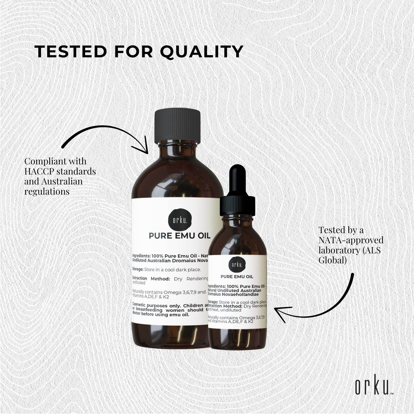 Orku 250ml Pure Emu Oil + Bonus 25ml Bottle - Australian Dromaius Novaehollandiae