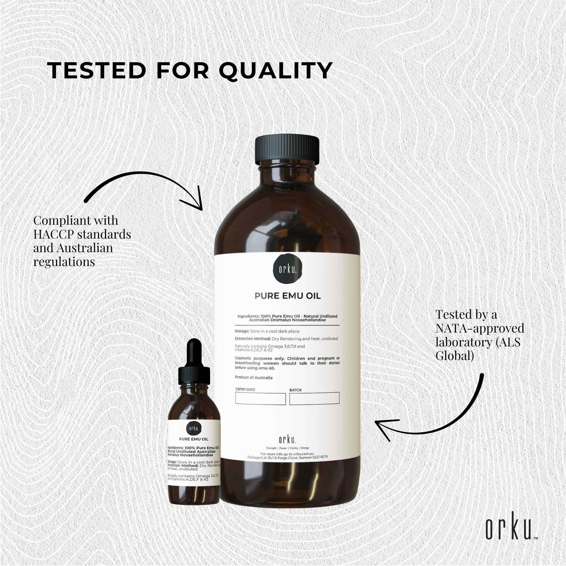 Orku 1L Pure Emu Oil + Bonus 25ml Bottle - Australian Dromaius Novaehollandiae