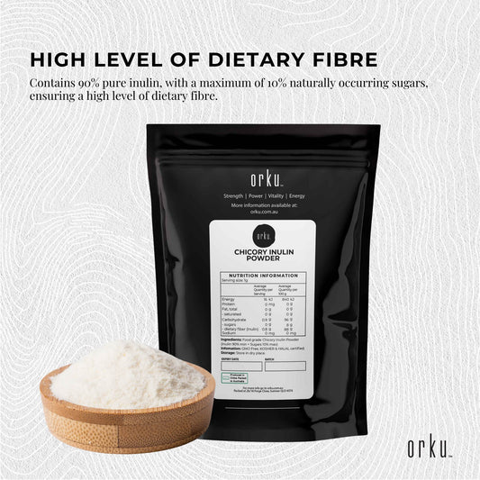 Orku 100g Chicory Root Inulin Powder - Unflavoured Natural Prebiotic Fibre