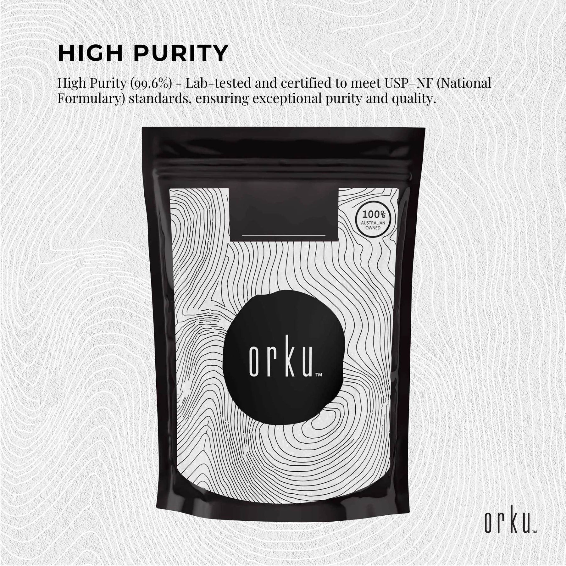 Orku Myo Inositol Powder 400g - USP Grade, Vegan, Gluten-Free, Unflavoured