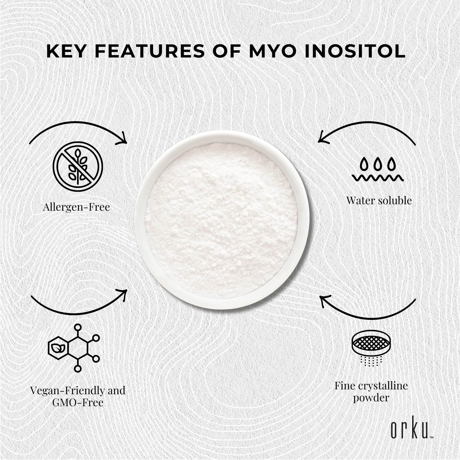 Orku Myo Inositol Powder 400g - USP Grade, Vegan, Gluten-Free, Unflavoured - SuperSaverAU - view 7