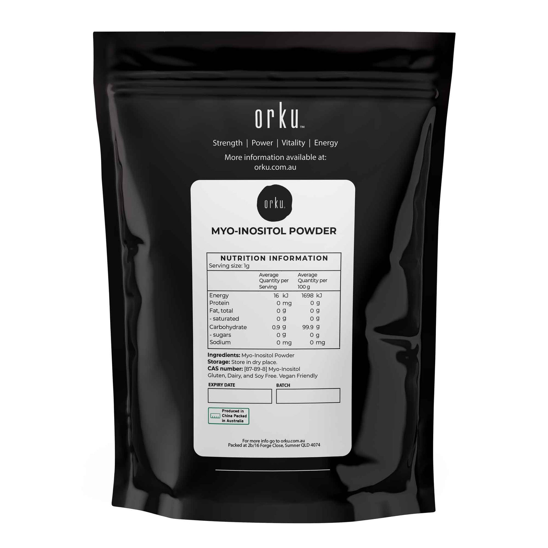 Orku Myo Inositol Powder 2Kg - USP Grade, Vegan, Gluten-Free, Unflavoured - SuperSaverAU - view 8