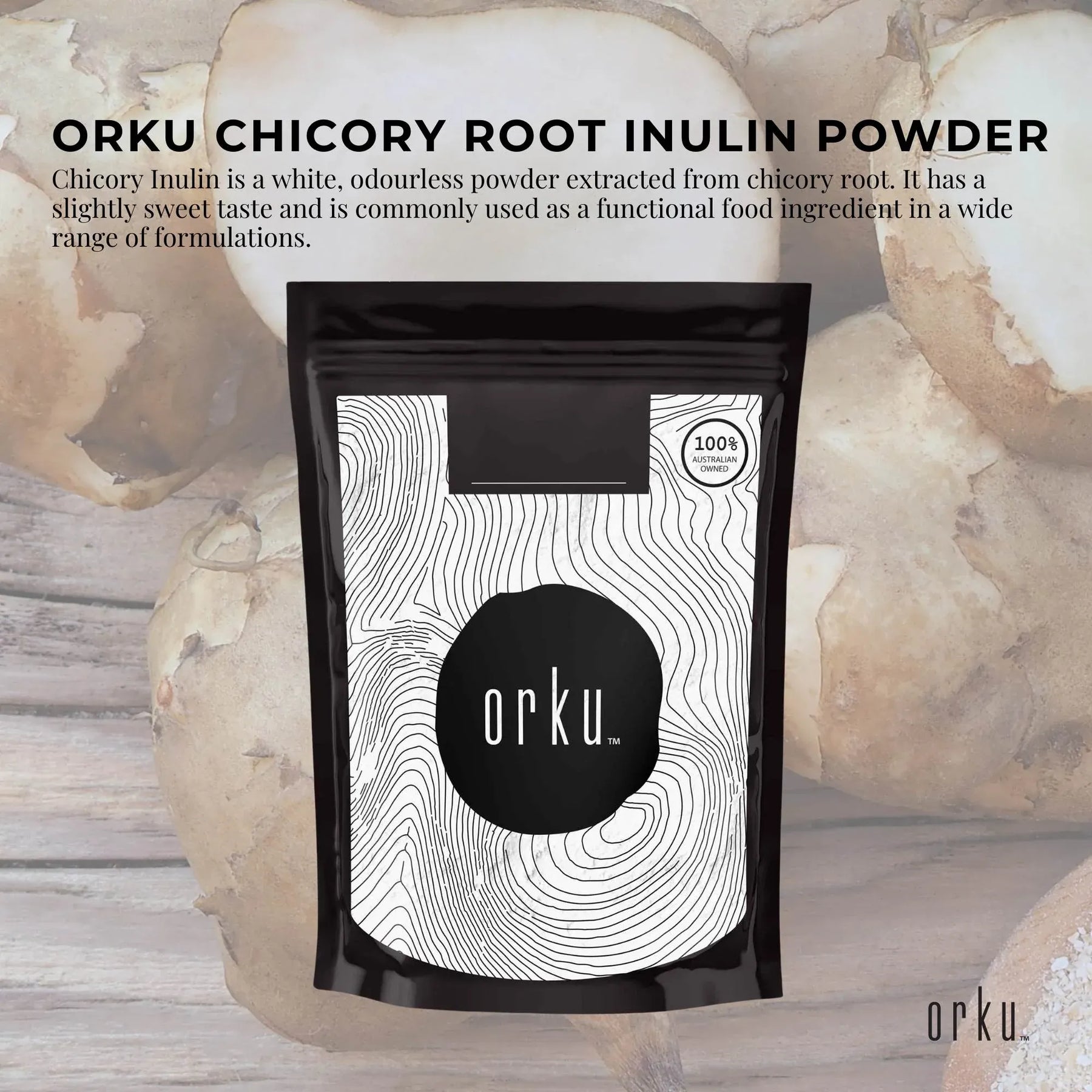 Orku 400g Chicory Root Inulin Powder - Unflavoured Natural Prebiotic Fibre