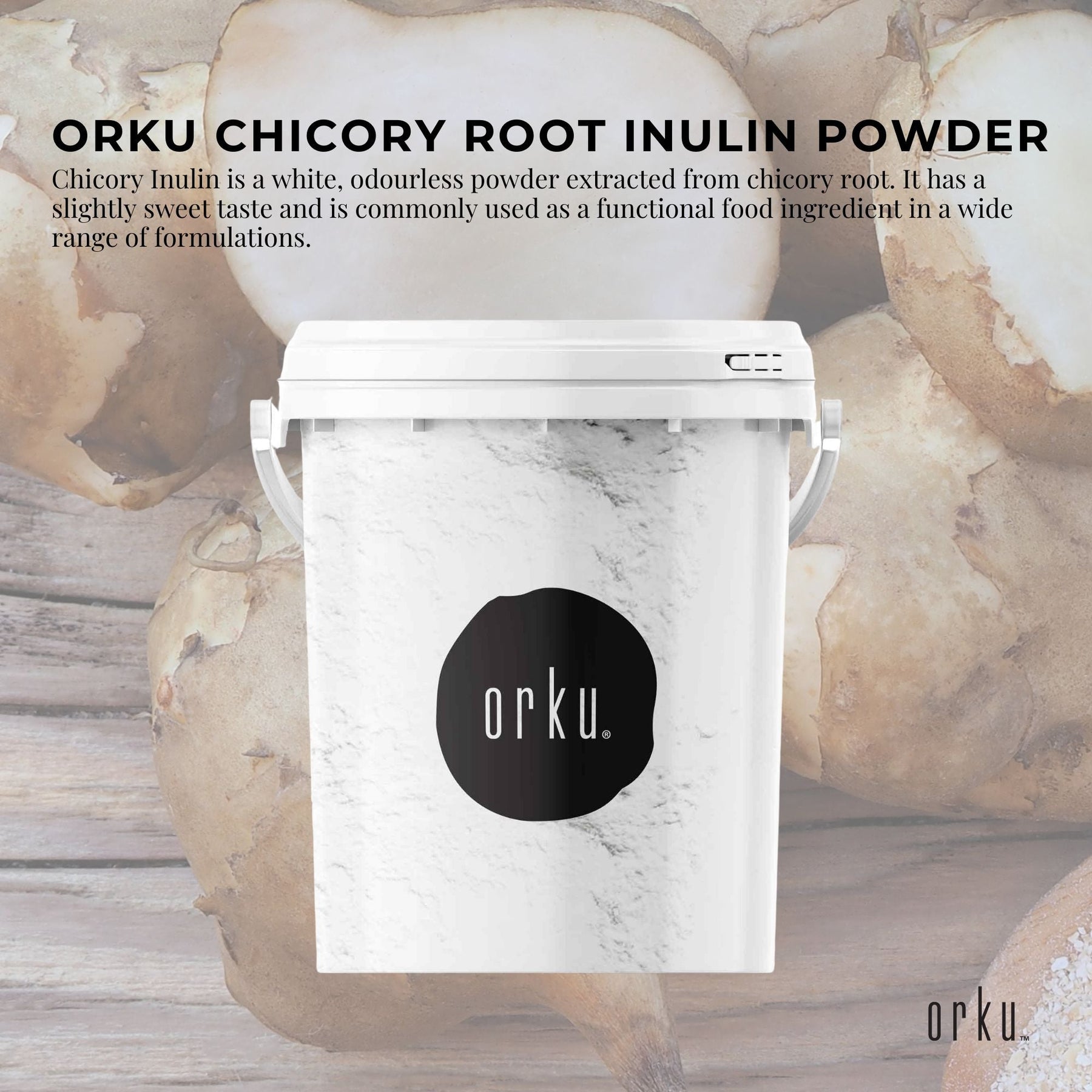Orku 800g Chicory Root Inulin Powder Tub - Unflavoured Natural Prebiotic Fibre - SuperSaverAU - view 2