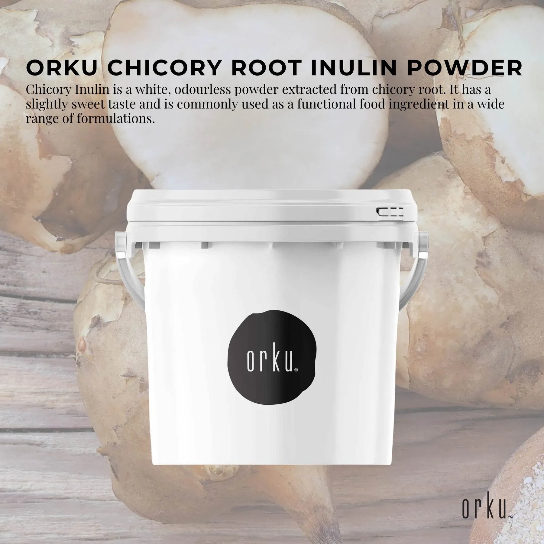 Orku 3.5Kg Chicory Root Inulin Powder Tub - Unflavoured Natural Prebiotic Fibre