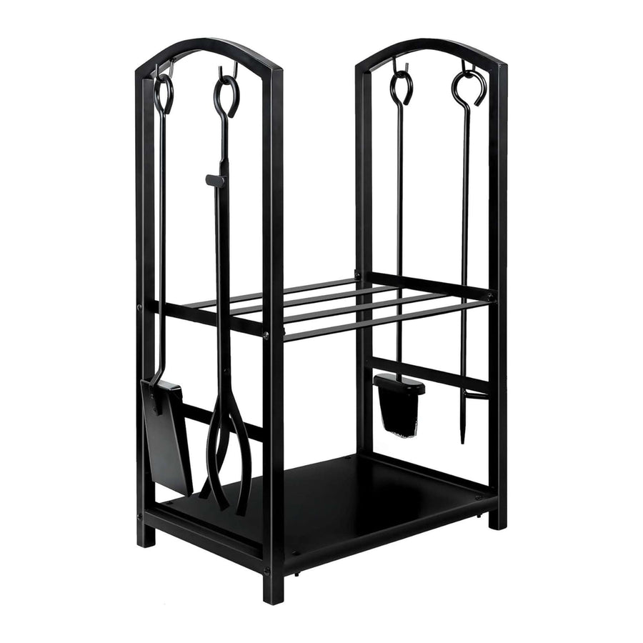 Social Hike Firewood Rack with Fireplace Tool Set - Steel, 50cm