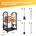 Social Hike Firewood Rack with Fireplace Tool Set - Steel, 50cm