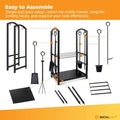 Social Hike Firewood Rack with Fireplace Tool Set - Steel, 50cm