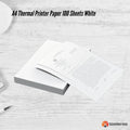 Tooleroo A4 Thermal Printer Paper 100 Sheets - Eco-Friendly, Waterproof, BPA-Free