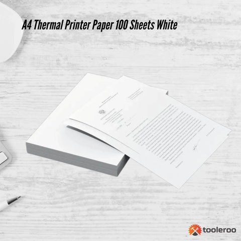 Tooleroo A4 Thermal Printer Paper 100 Sheets - Eco-Friendly, Waterproof, BPA-Free