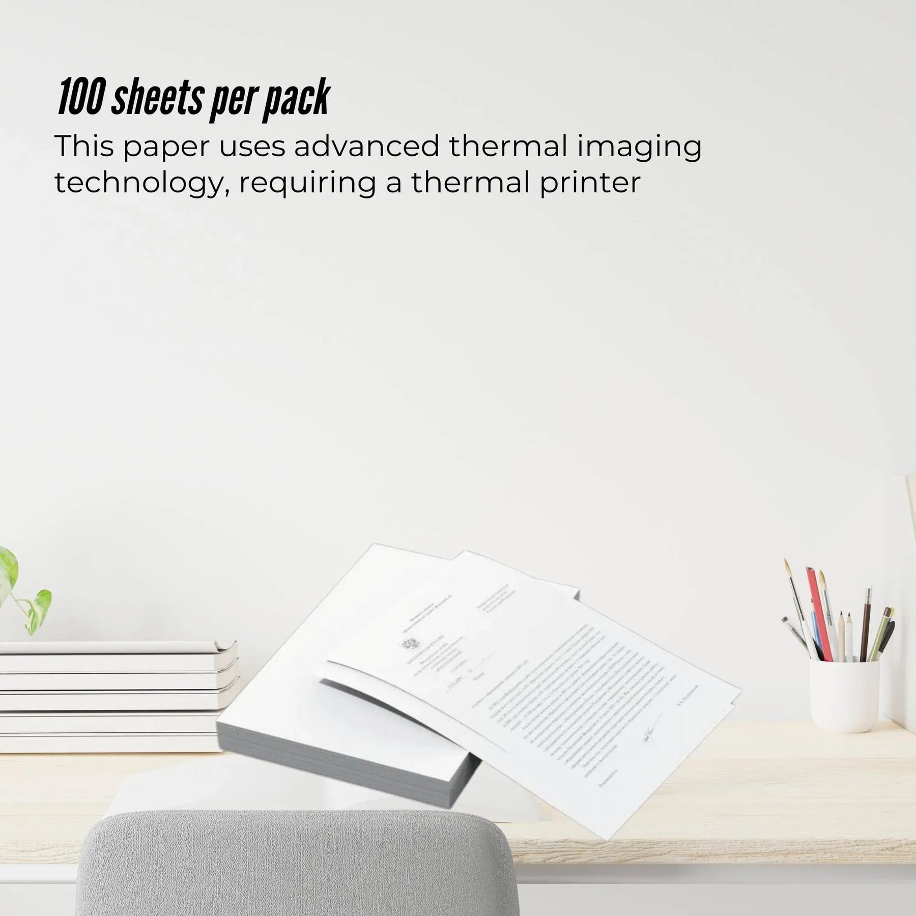 Tooleroo A4 Thermal Printer Paper 100 Sheets - Eco-Friendly, Waterproof, BPA-Free
