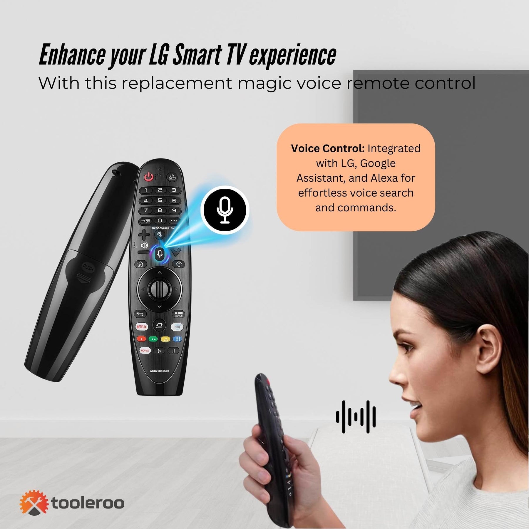 Tooleroo Smart TV Remote Control Replacement for LG Voice Magic 20GA 19BA 18BA - SuperSaverAU - view 3