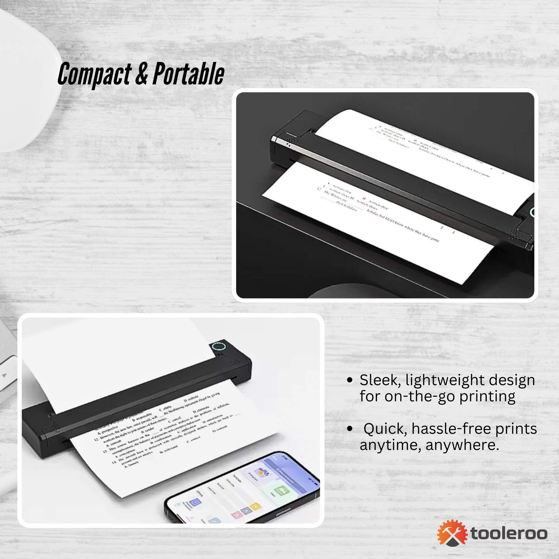 Tooleroo Portable A4 Thermal Printer Black + Paper Kit - Wireless and Inkless - SuperSaverAU - view 7