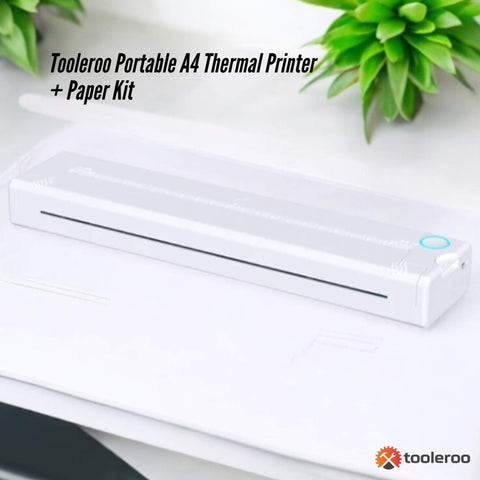 Tooleroo Portable A4 Thermal Printer with Paper Kit - White