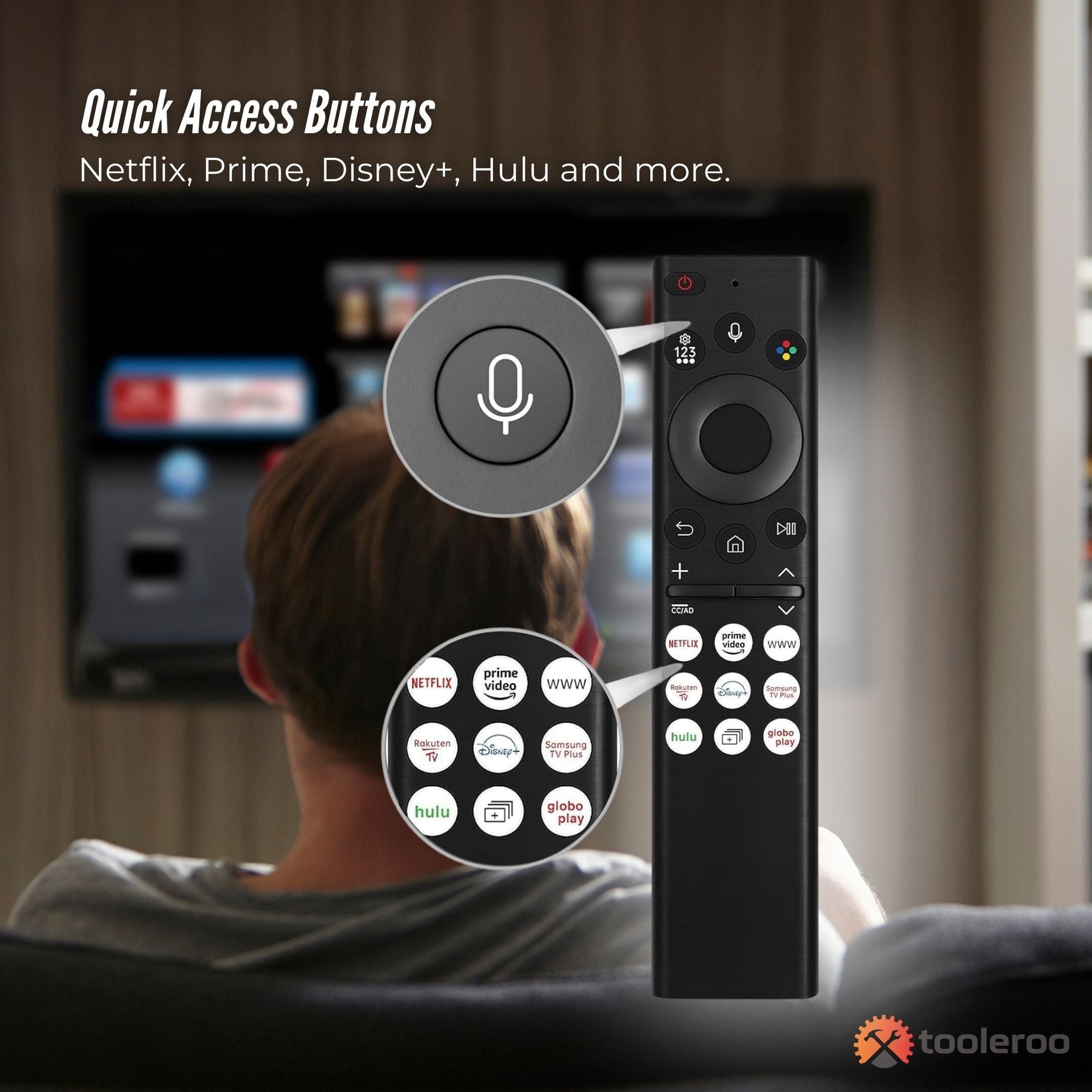 Tooleroo Smart TV Remote Control Replacement For Samsung Voice URC01910F - SuperSaverAU - view 7