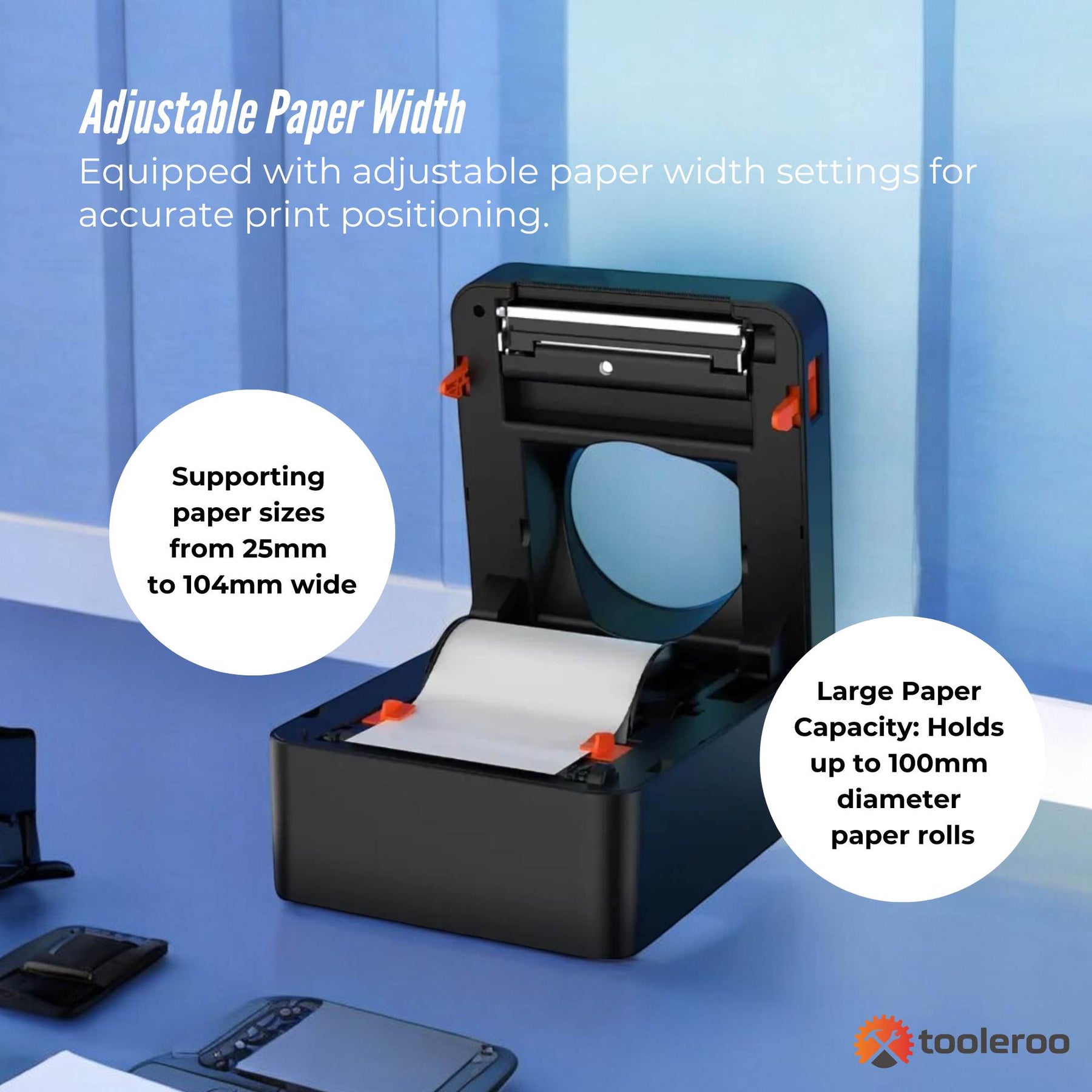 Tooleroo USB Bluetooth Thermal Label Printer - 160mm/sec, 25-104mm Width - SuperSaverAU - view 3