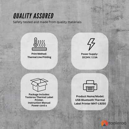 Tooleroo Bluetooth Thermal Label Printer - USB POS Receipt Shipping Printing