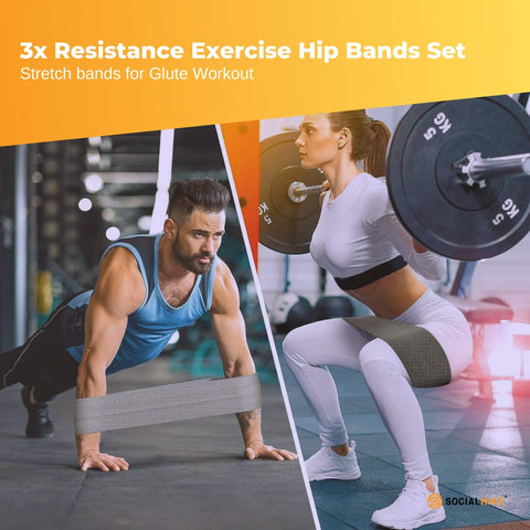 3x Resistance Exercise Hip Bands Set - Stretch Glute Booty Workout Power Loops - SuperSaverAU - view 2