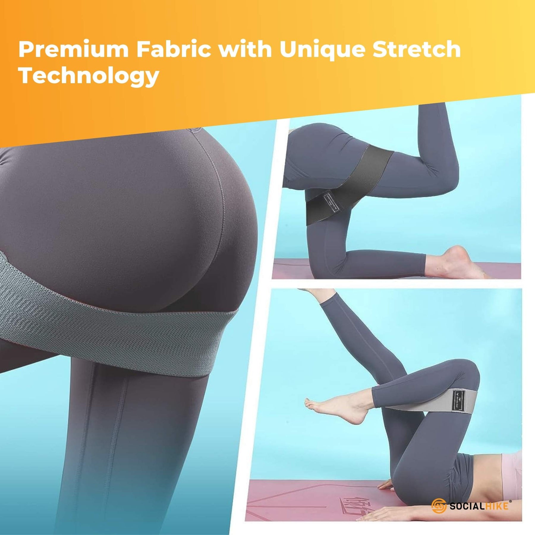 3x Resistance Exercise Hip Bands Set - Stretch Glute Booty Workout Power Loops - SuperSaverAU - view 5