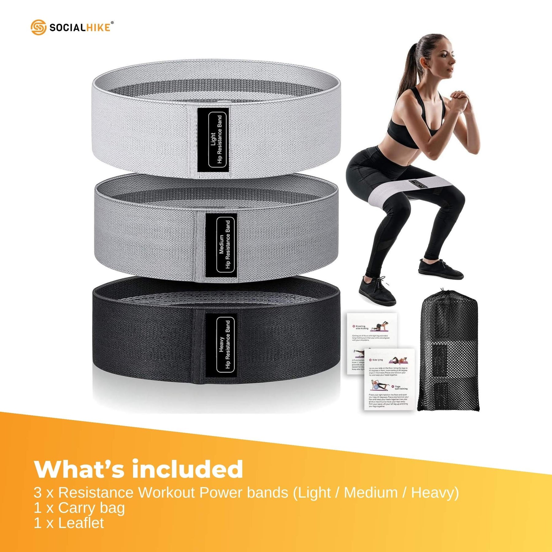 3x Resistance Exercise Hip Bands Set - Stretch Glute Booty Workout Power Loops - SuperSaverAU - view 8
