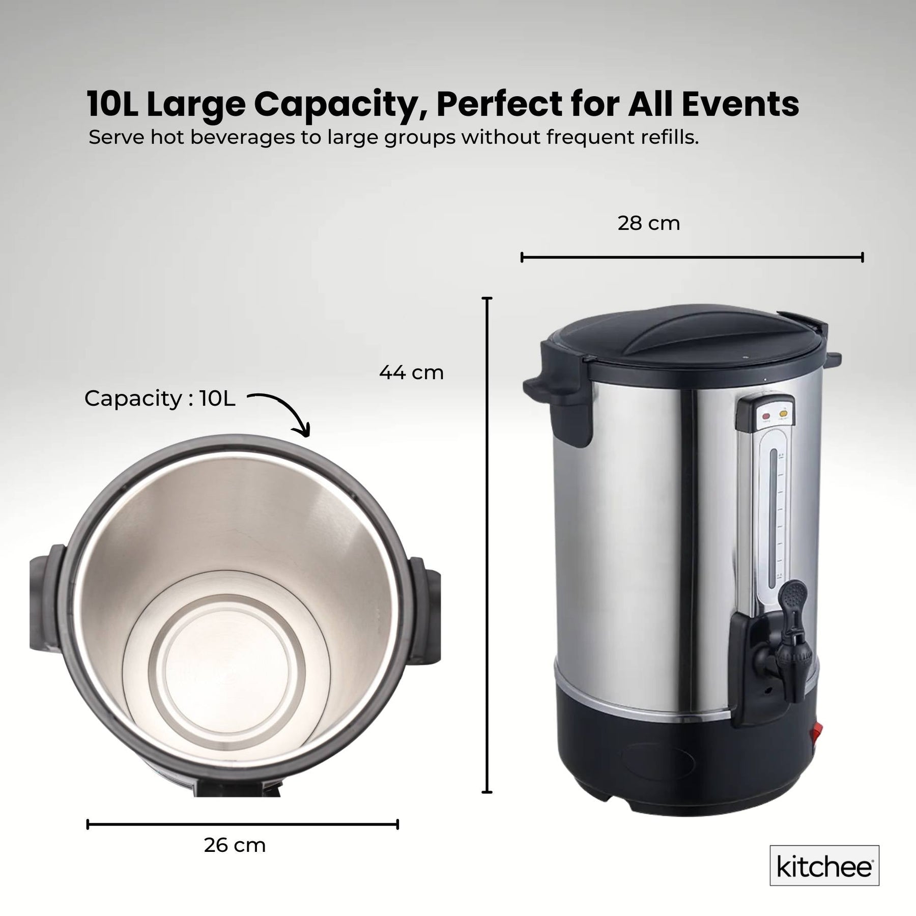 Kitchee 10L Stainless Steel Electric Water Boiler Urn with Auto Temperature Control - SuperSaverAU - view 5