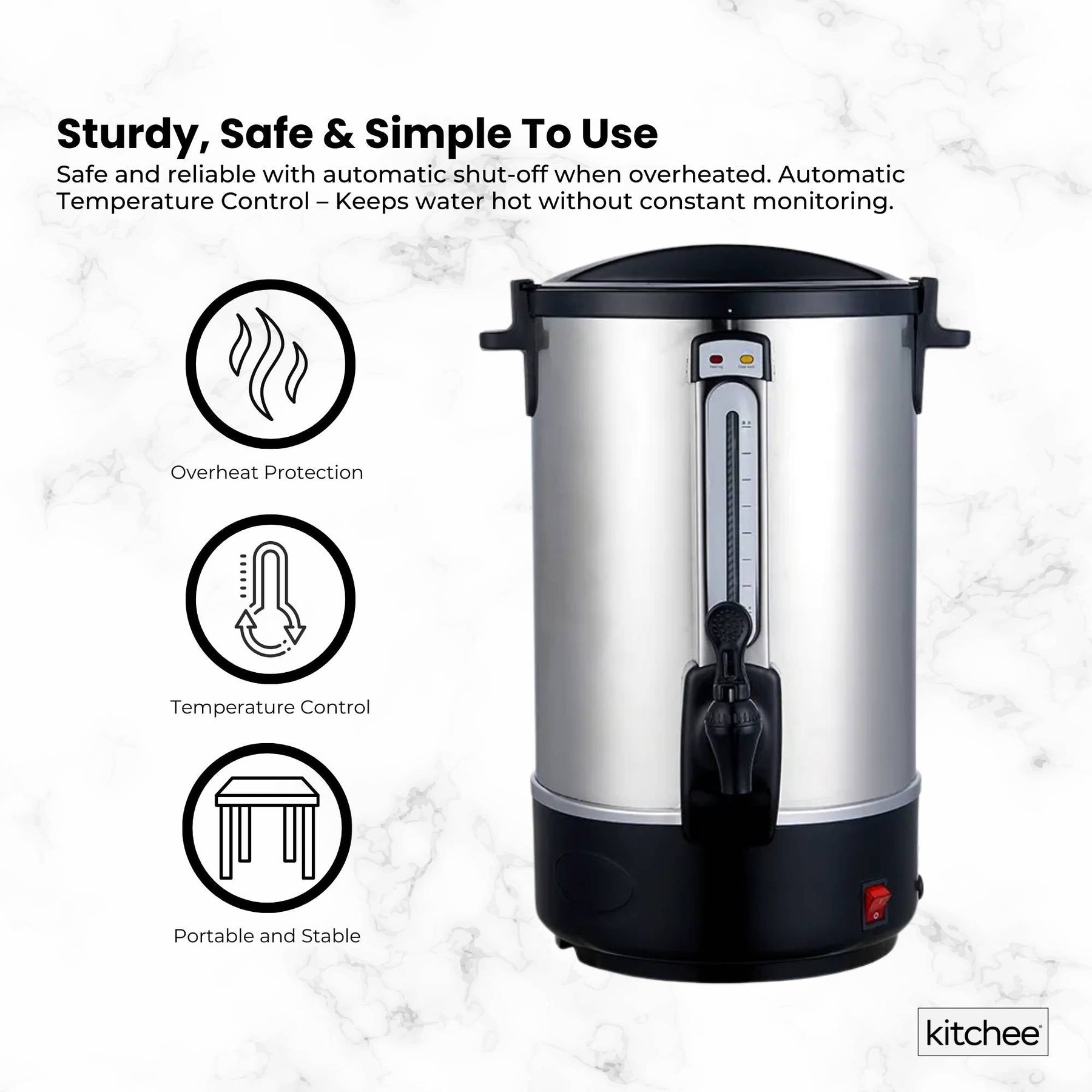 Kitchee 20L Stainless Steel Electric Water Boiler Urn - Automatic Temp Control - SuperSaverAU - view 5