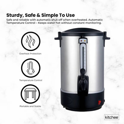 Kitchee 20L Stainless Steel Electric Water Boiler Urn - Automatic Temp Control