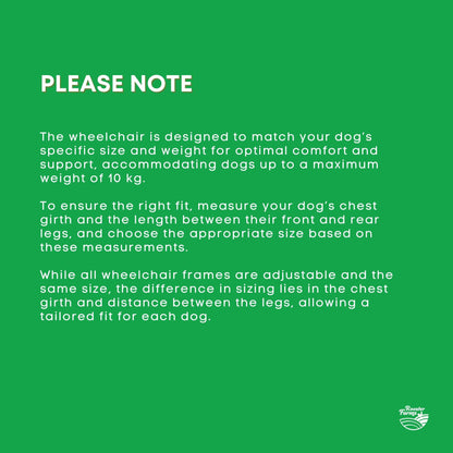 Rooster Farms Dog Wheelchair XS - Adjustable, Lightweight, Durable, for Small Dogs