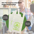 Premium Reusable Plastic Singlet Shopping Bags 38um QLD Compliant - 100 Pack