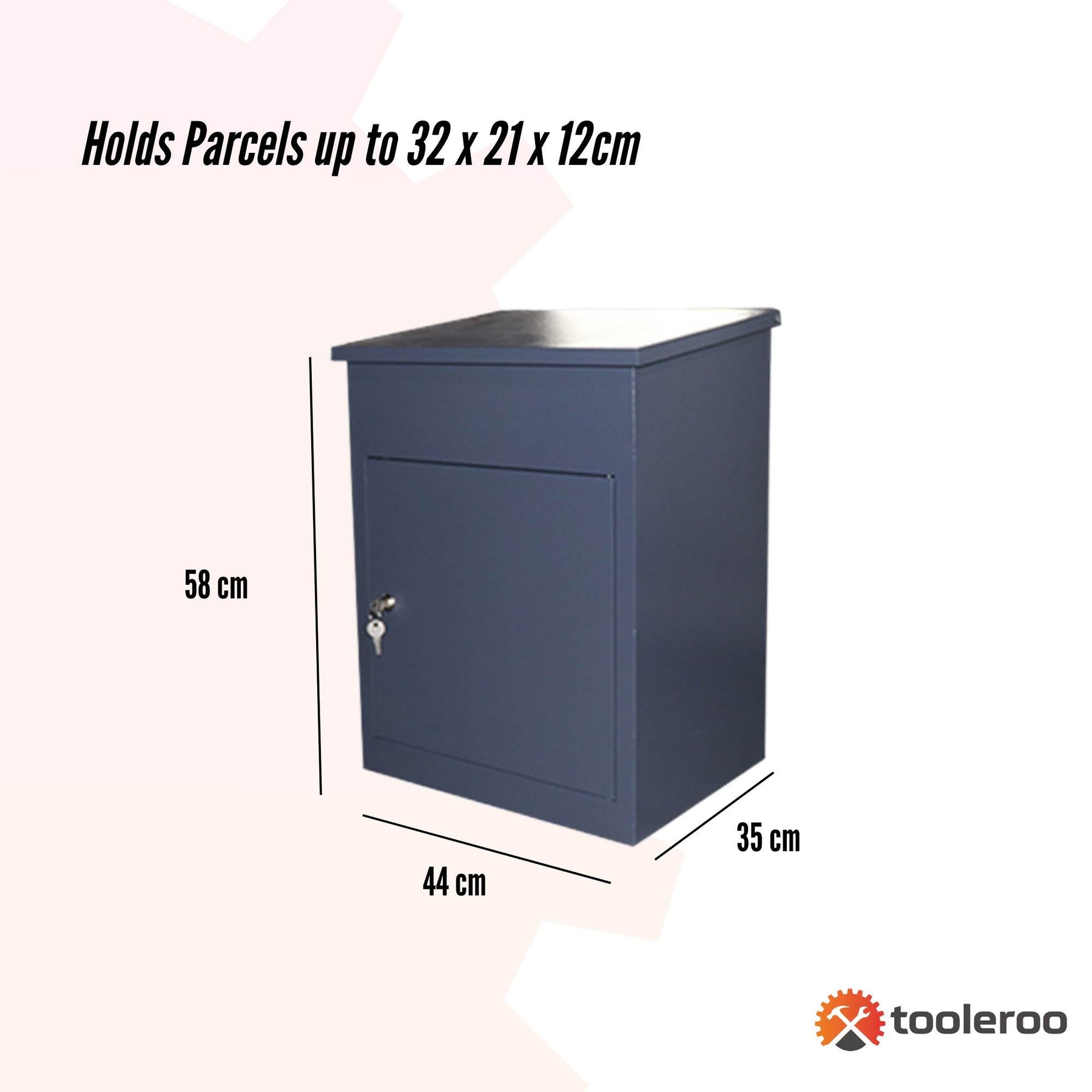 Lockable Parcel Delivery Box - Secure Mailbox 44x35x58cm Grey, Weatherproof, Steel - SuperSaverAU - view 2