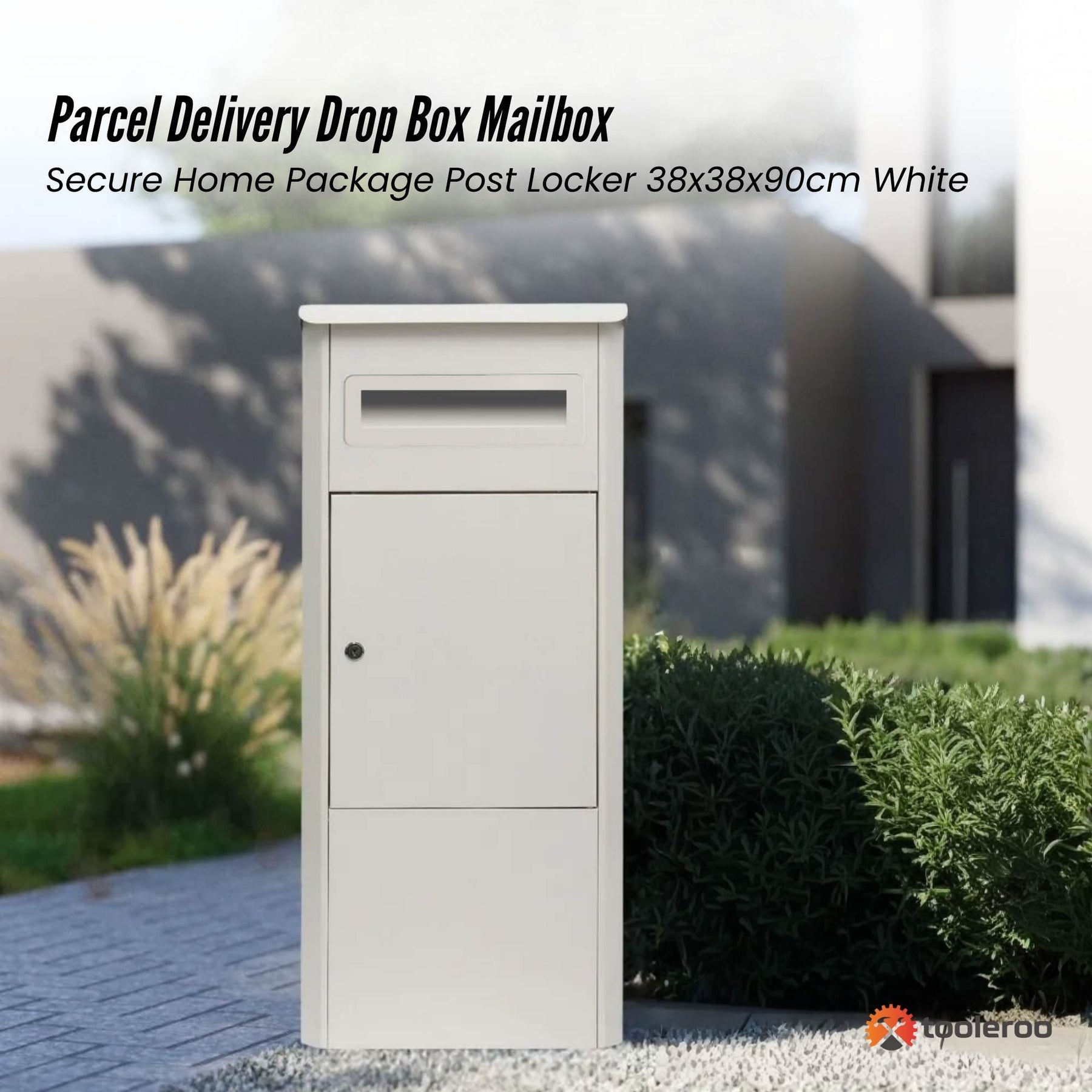 Lockable Parcel Delivery Box - Secure Mailbox 38x38x90cm, Galvanised Steel, Weatherproof - SuperSaverAU - view 2